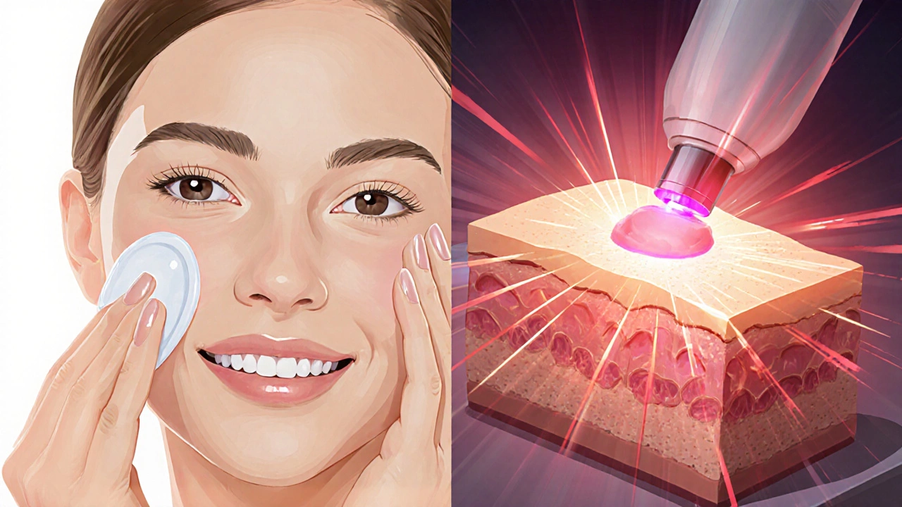 Сравнение домашнего ухода за кожей и профессиональной лазерной процедуры.
