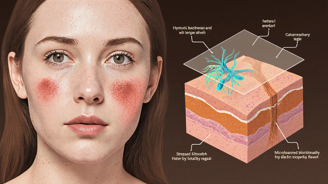 Сравнение внешнего вида кожи и её внутренних причин: гормоны, стресс, барьер.