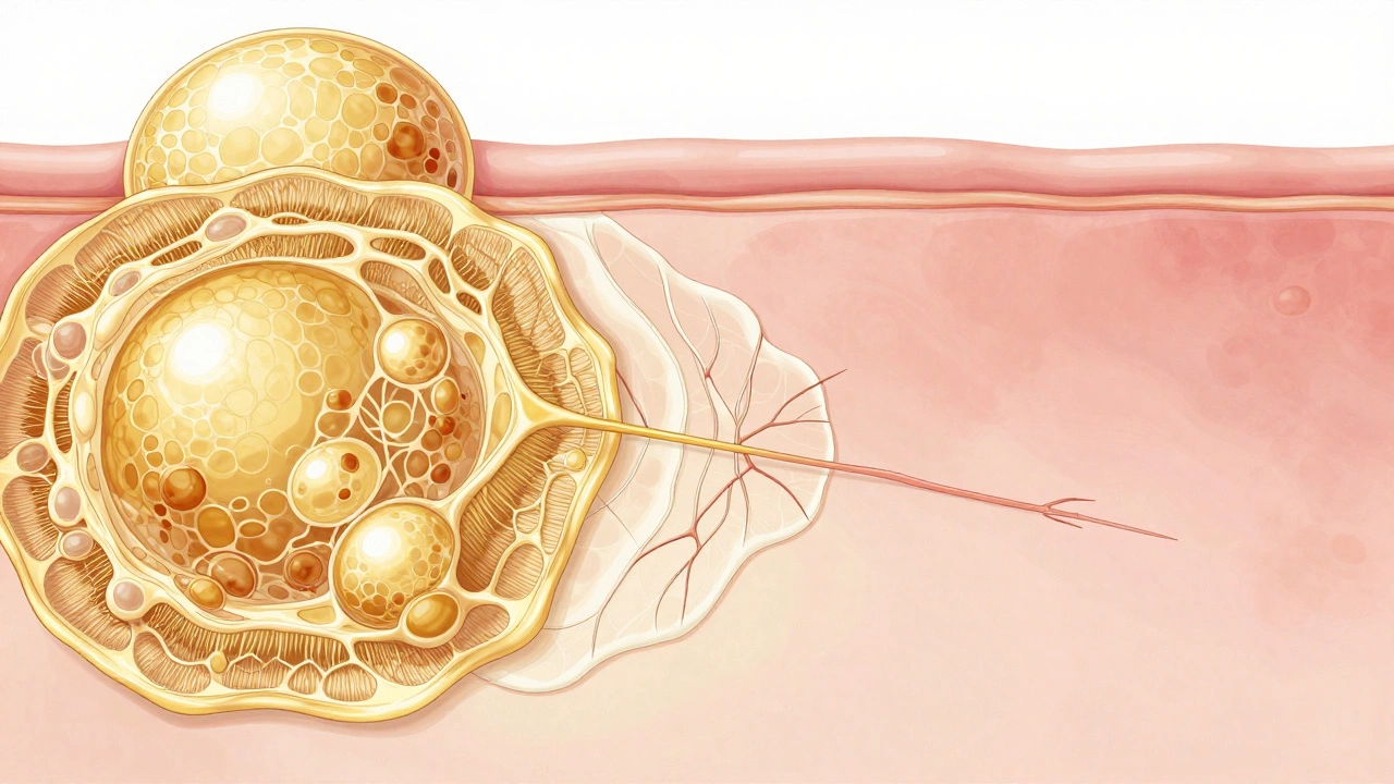 Художественное изображение изменения кожи на клеточном уровне: от молодой к зрелой.
