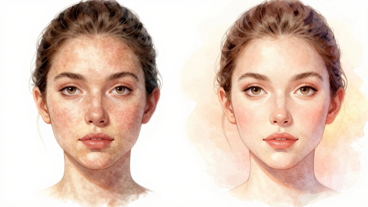 Сравнение кожи до и после биоревитализации: тусклая кожа слева, сияющая — справа.