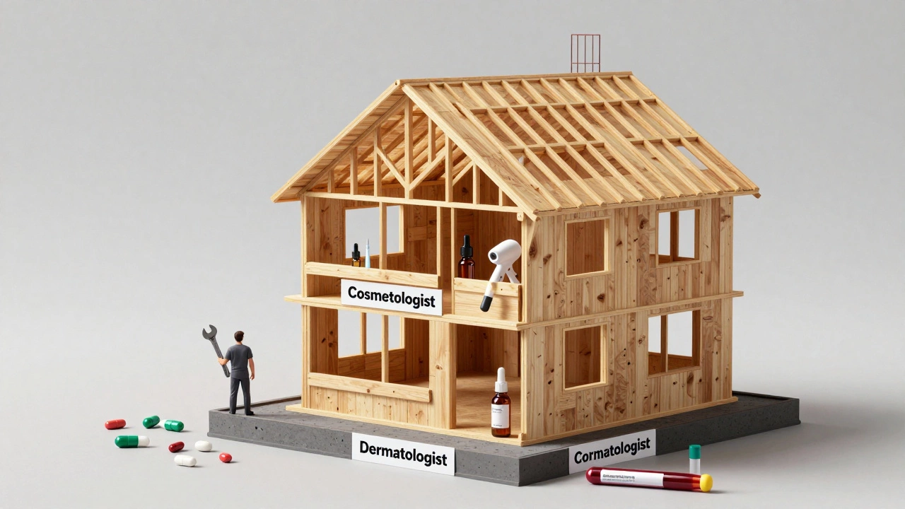 Дом, построенный на фундаменте дерматологического лечения, с отделкой косметологических процедур — символ устойчивого выздоровления.