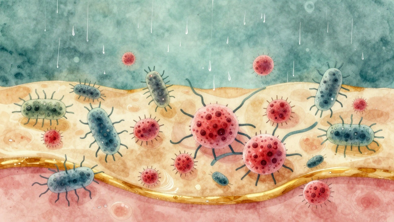 Микробиом кожи: полезные бактерии удерживают воспалительные, защищая барьер кожи.