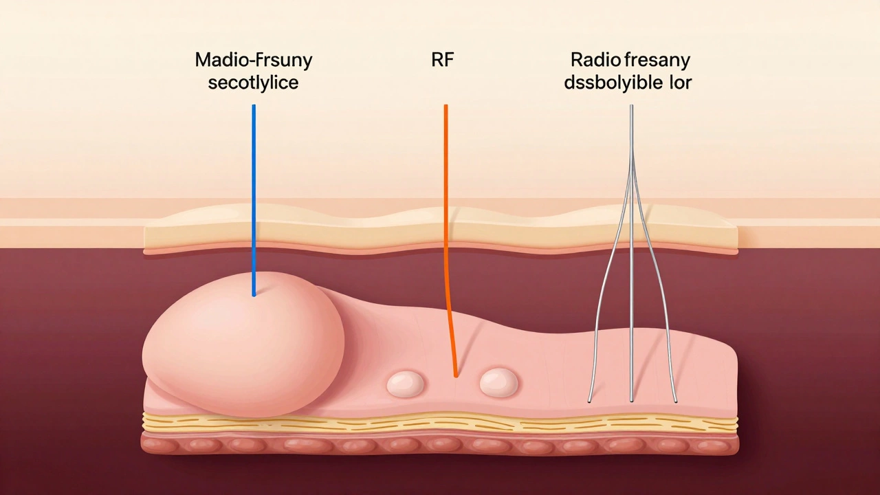 Схематическое изображение слоев лица, где ультразвук, радиочастота и нити подтягивают опустившиеся ткани.